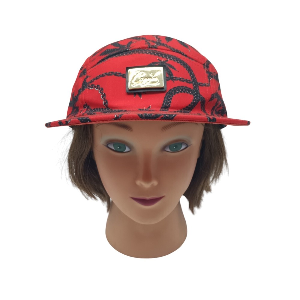 CROOKS Red Marijuana Weed Cannabis Adjustable Brass Emblem Cap Pot Leaf Hat 420‎